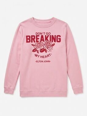 Elton John "Don't Go Breaking My Heart" Pink Graphic Crewneck Sweatshirt Size L